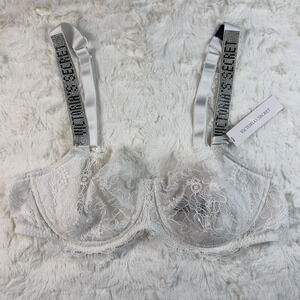 Victoria's Secret Very Sexy Shine Strap Bra White Push Up Lace Size. 34DDD NWT